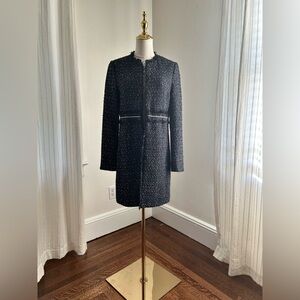 Jake’s Collection Chic Black and Blue Tweed Coat